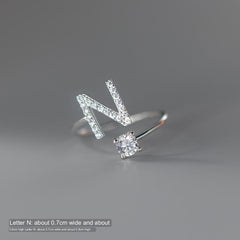 TrustDavis Real 925 Sterling Silver Letter Rings