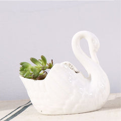 White Swan Ceramic Decor and Flower Pot