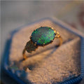 Opal Leaves S925 Silver Ring with Delicate Texture