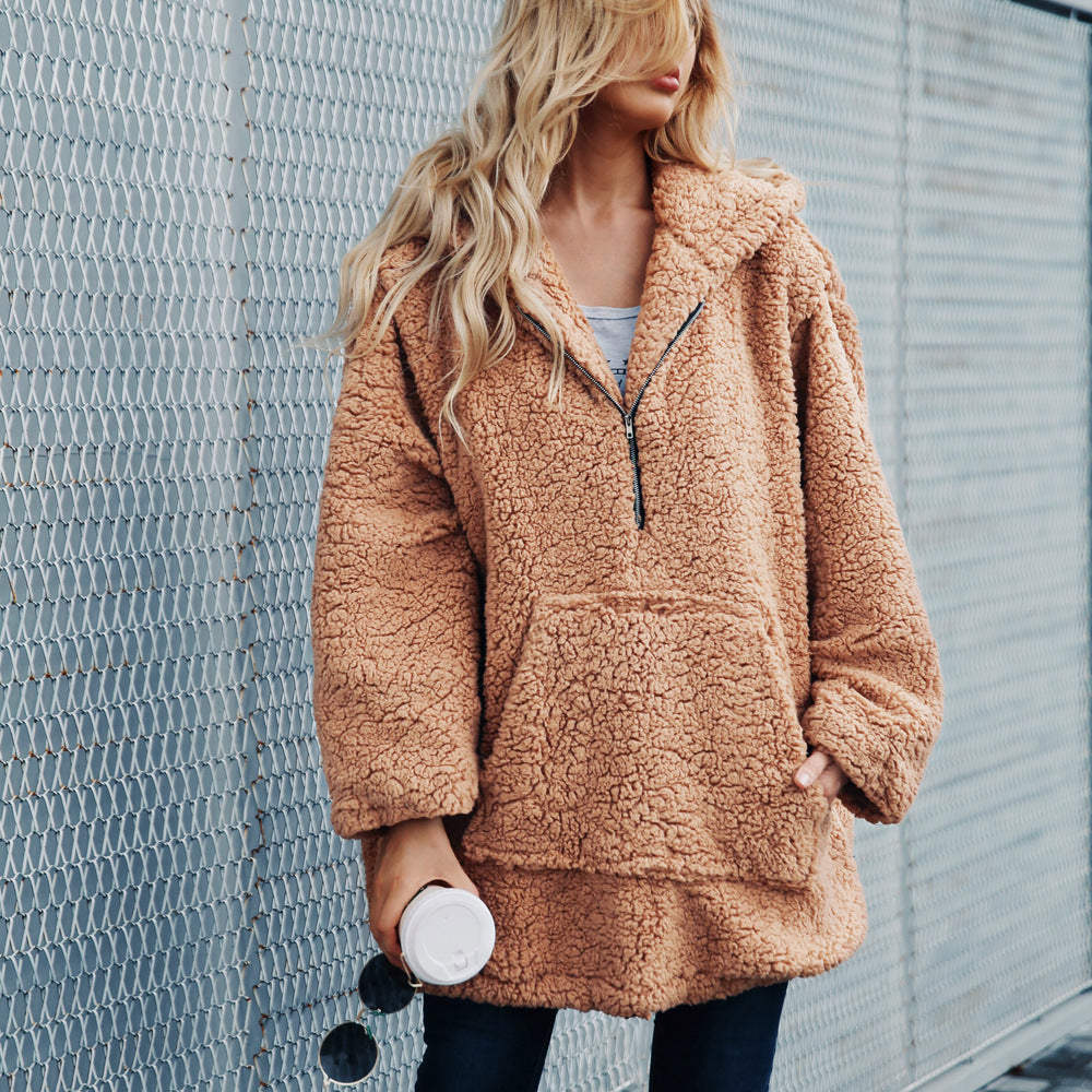 Faux Sherpa Fur Plush Hoodie-Super Warm