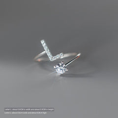 TrustDavis Real 925 Sterling Silver Letter Rings