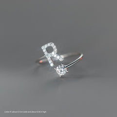 TrustDavis Real 925 Sterling Silver Letter Rings