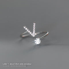 TrustDavis Real 925 Sterling Silver Letter Rings