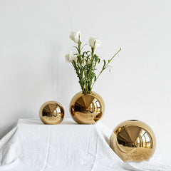 Electroplated Ceramic Gold Vase for Home Decor