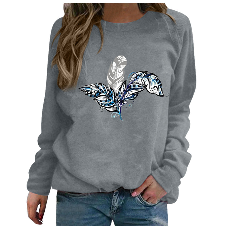 Plus Size Long-Sleeved Printed Hoodie - America & Korea