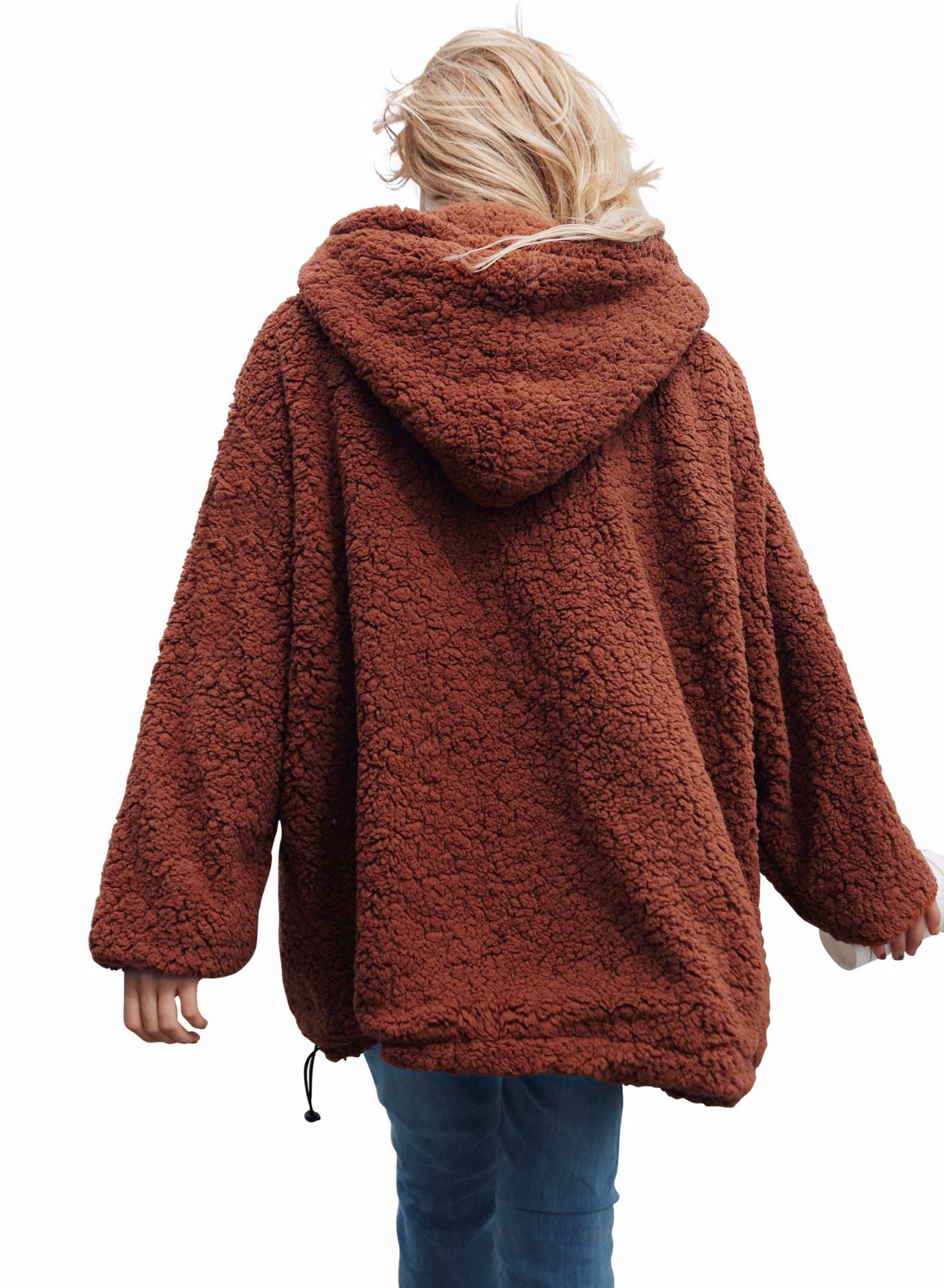 Faux Sherpa Fur Plush Hoodie-Super Warm