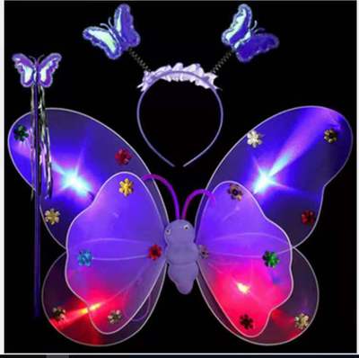 LED Butterfly Wings Costume Set for Kids (3 Pieces)