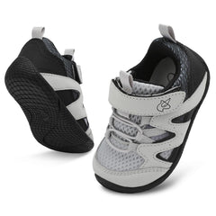 LeIsfIt Toddler Shoes Boys Girls First Walking Shoes Non-Slip Baby Sneakers Infant Breathable Shoes Crib Shoes Grey Black 7-8 Toddler