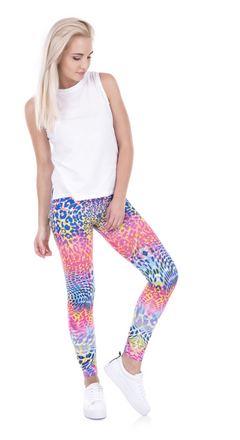 Irregular Digital Print Sports Pants, Breathable Capris
