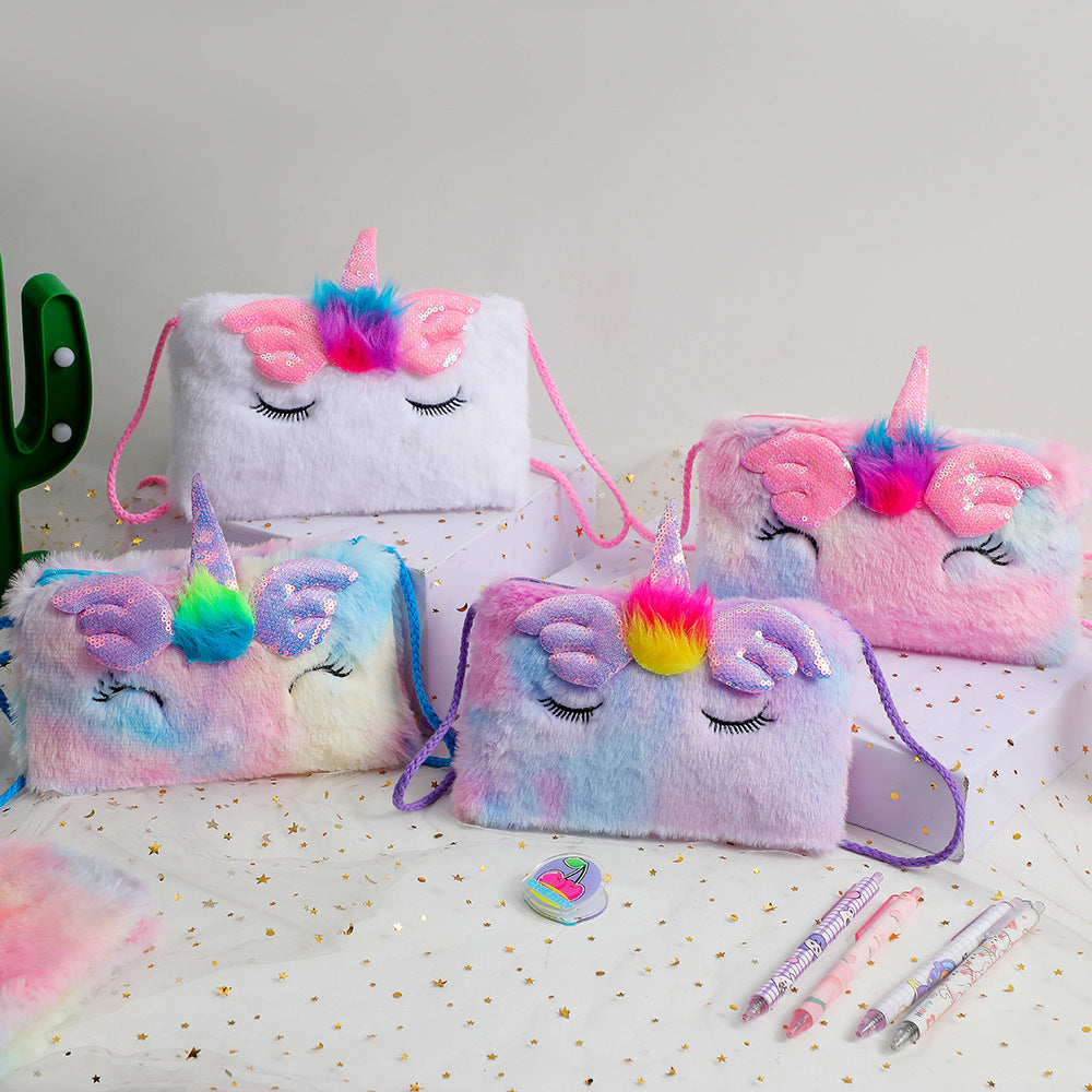 Cute Plush Unicorn Mini Crossbody Bag for Kids