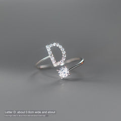 TrustDavis Real 925 Sterling Silver Letter Rings