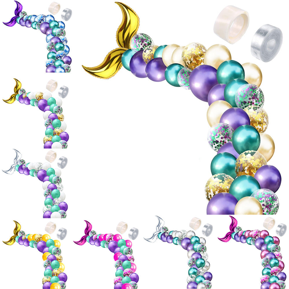 Mermaid Tail Latex Balloon Chain Set for Party Decor