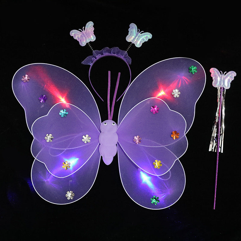 LED Butterfly Wings Costume Set for Kids (3 Pieces)