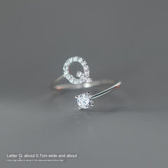 TrustDavis Real 925 Sterling Silver Letter Rings