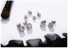 S925 Silver Stud Earrings with Zirconia (6mm & 7mm)