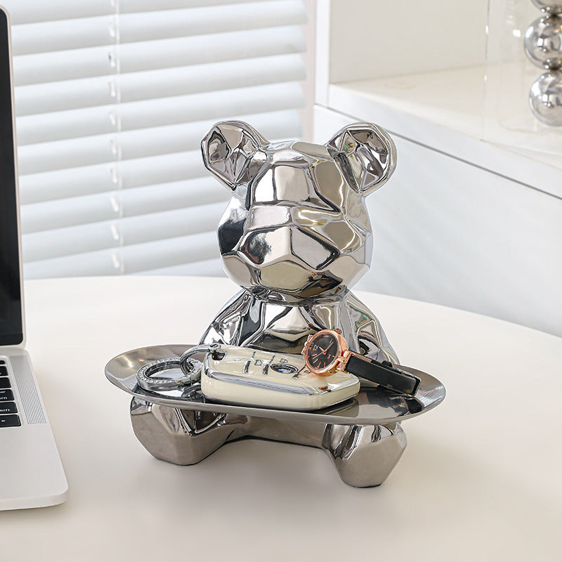 Colorful Electroplated Bear Desktop Decor Tray