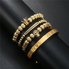 Stainless Steel Crown Skull Bracelet