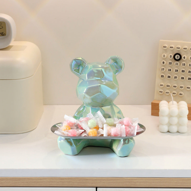 Colorful Electroplated Bear Desktop Decor Tray
