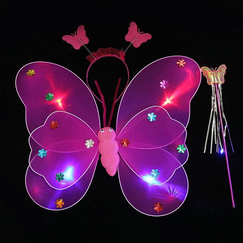 LED Butterfly Wings Costume Set for Kids (3 Pieces)