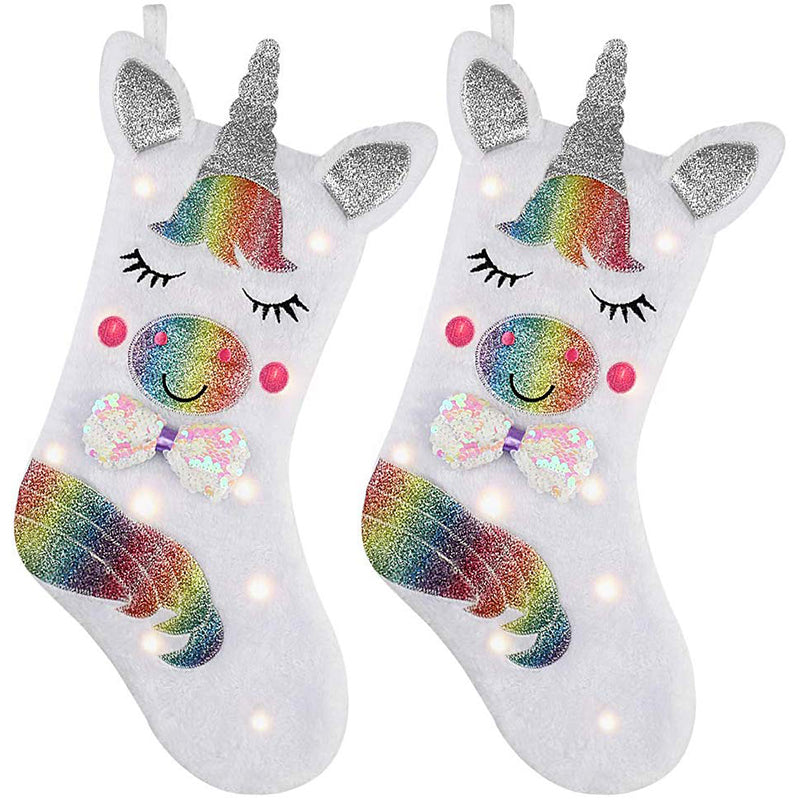 Large Unicorn Christmas Stocking Gift Bag Decor