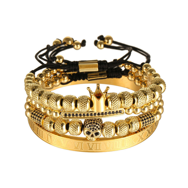 Stainless Steel Crown Skull Bracelet