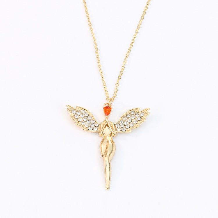 Angel Wings Necklace with Rhinestones for Women