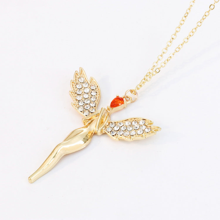 Angel Wings Necklace with Rhinestones for Women