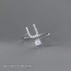 TrustDavis Real 925 Sterling Silver Letter Rings
