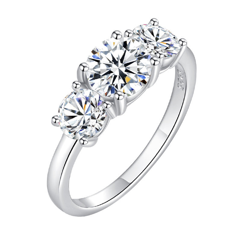 Moissanite S925 Sterling Silver Ring with 18k Gold Plating
