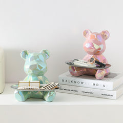 Colorful Electroplated Bear Desktop Decor Tray