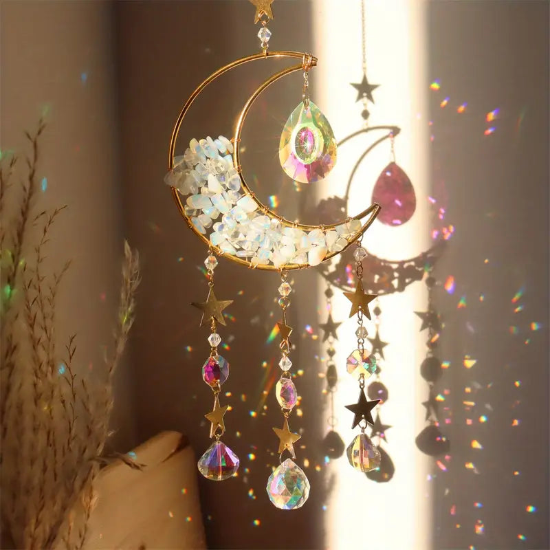 Crystal Moon Star Suncatcher Pendant for Home Decor