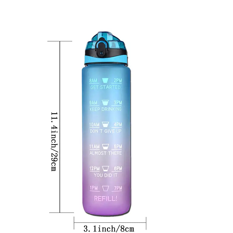 32 Oz Motivational Sports Water Bottle with Straw & Marker