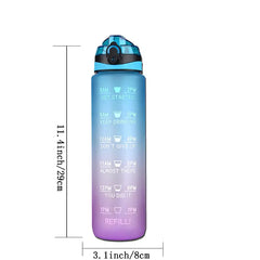 32 Oz Motivational Sports Water Bottle with Straw & Marker