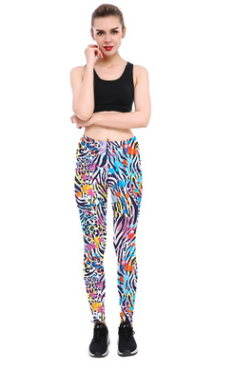 Irregular Digital Print Sports Pants, Breathable Capris