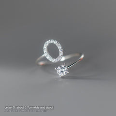 TrustDavis Real 925 Sterling Silver Letter Rings