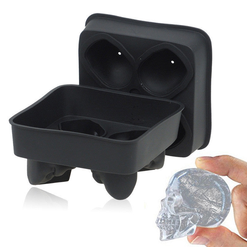 3D Skull Ice Cube Tray - 4-Cavity Silicone Mold