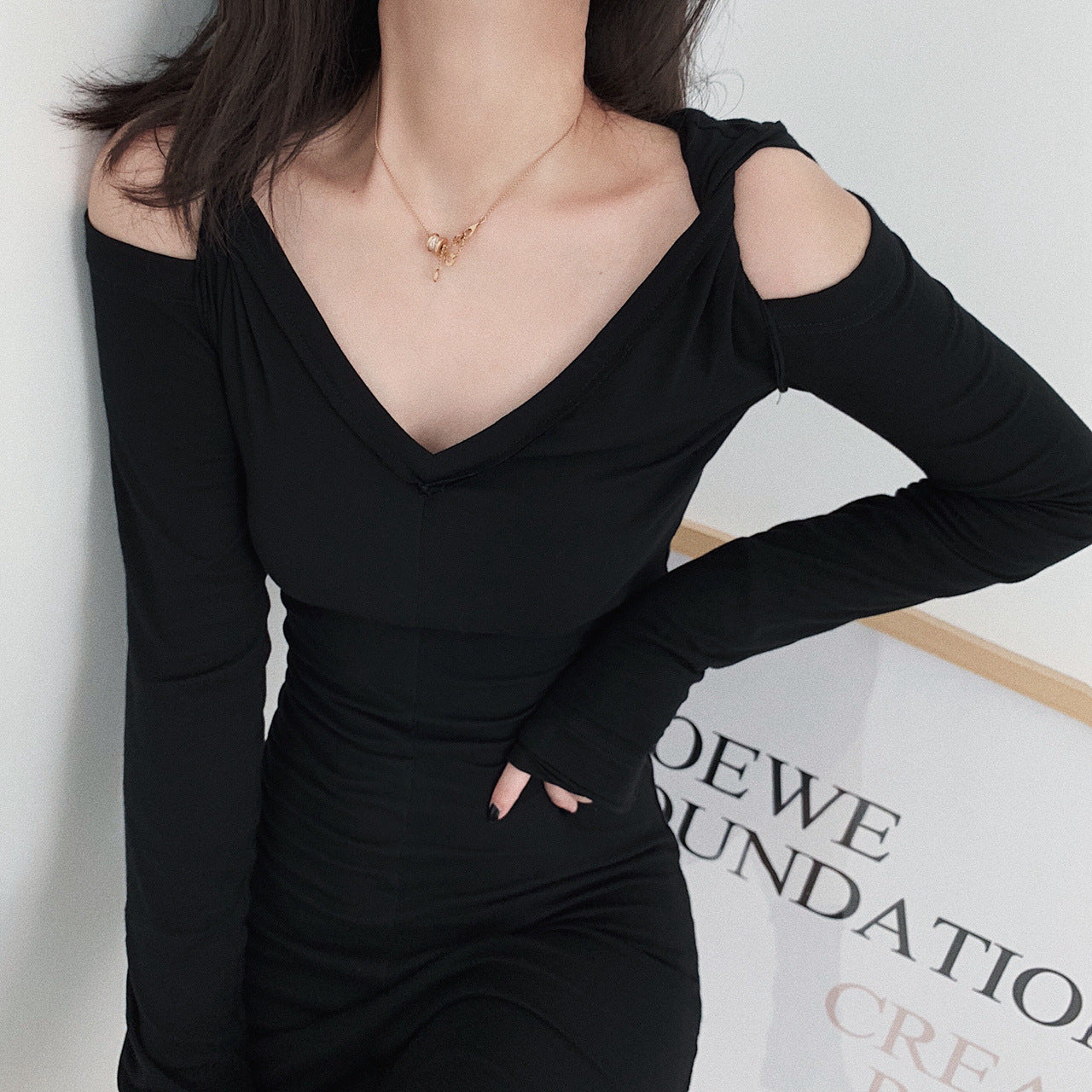 Off-Shoulder Dress and Base Dress Combination