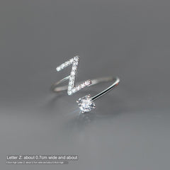TrustDavis Real 925 Sterling Silver Letter Rings