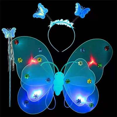 LED Butterfly Wings Costume Set for Kids (3 Pieces)