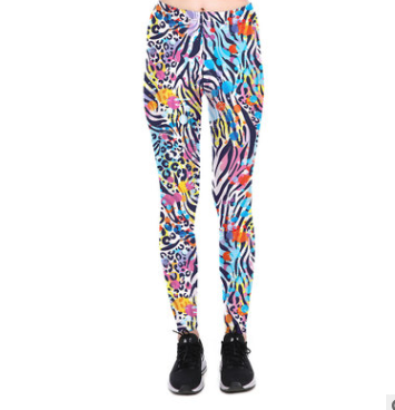 Irregular Digital Print Sports Pants, Breathable Capris