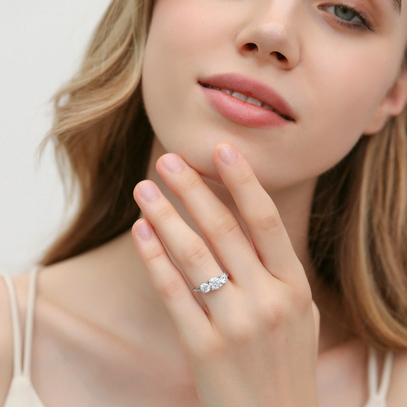 Moissanite S925 Sterling Silver Ring with 18k Gold Plating