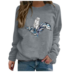 Plus Size Long-Sleeved Printed Hoodie - America & Korea