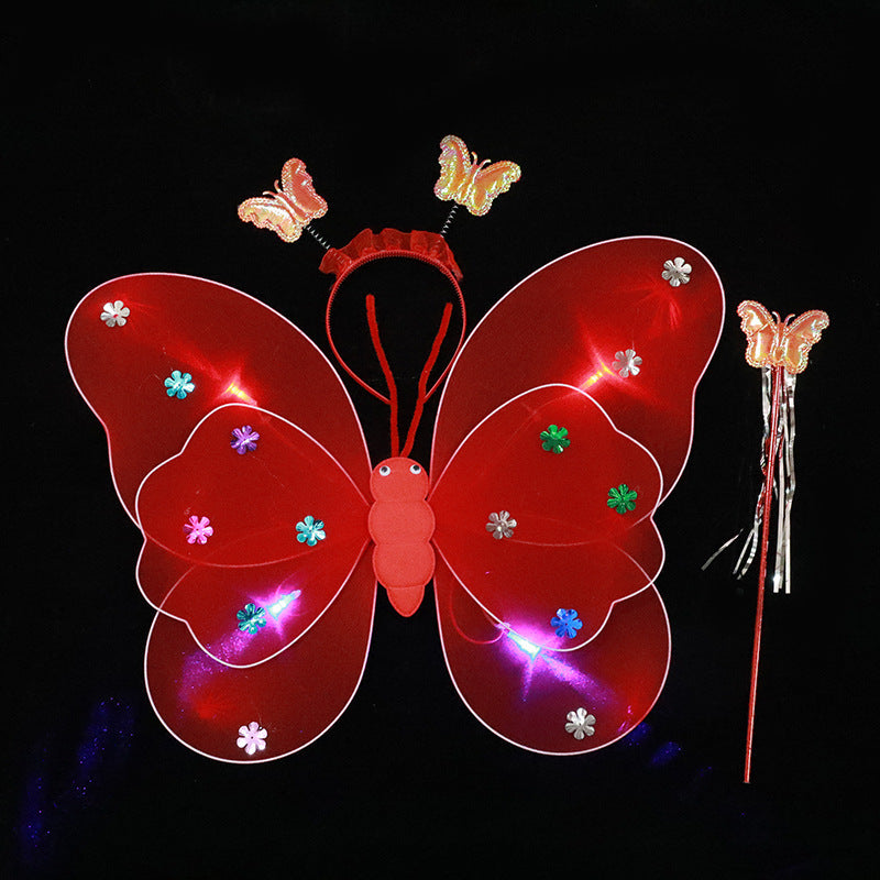 LED Butterfly Wings Costume Set for Kids (3 Pieces)