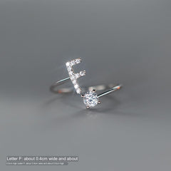 TrustDavis Real 925 Sterling Silver Letter Rings