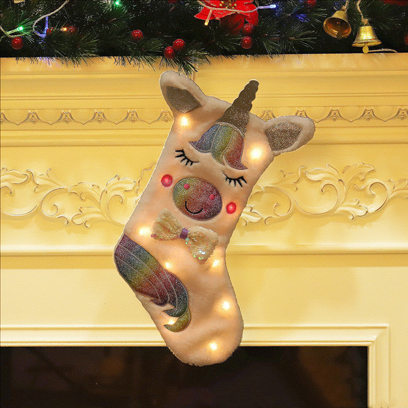 Large Unicorn Christmas Stocking Gift Bag Decor