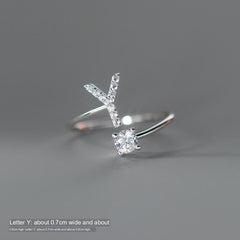 TrustDavis Real 925 Sterling Silver Letter Rings