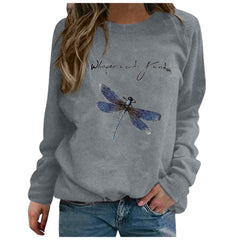 Plus Size Long-Sleeved Printed Hoodie - America & Korea