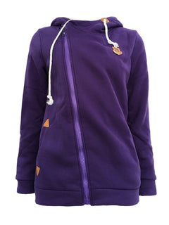 Womens Hooded Zip up Sweatshirt Jacket with Side Zipper