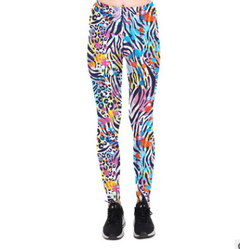 Irregular Digital Print Sports Pants, Breathable Capris