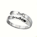 Silver Spiral "Just Breathe" Heart Ring